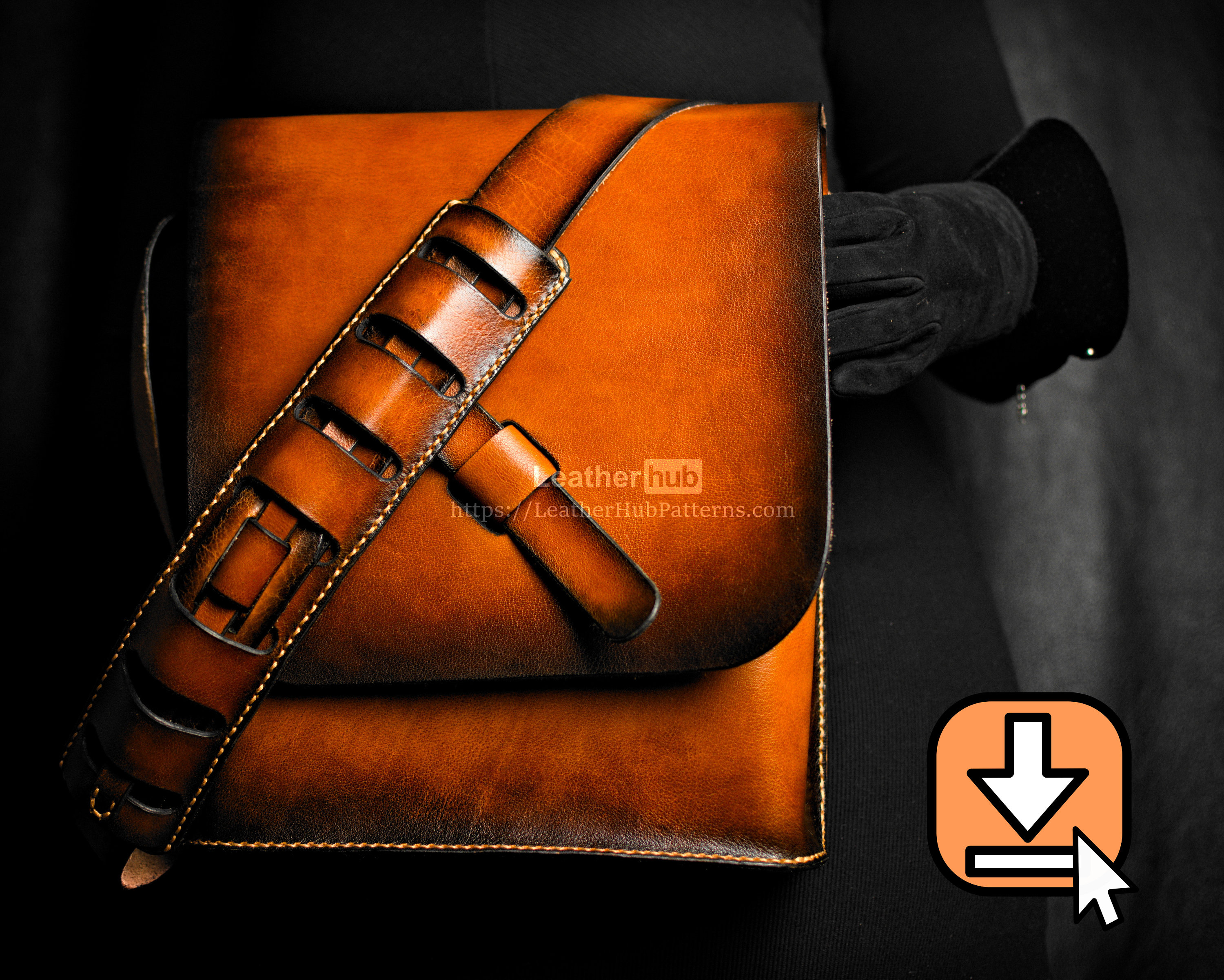 Выкройка сумка из кожи под документы и смартфон